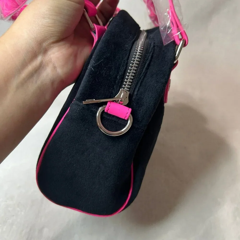 black & neon pink hot bimbo y2k bratz x dollskill purse new never used, but flaw - Picture 6 of 12